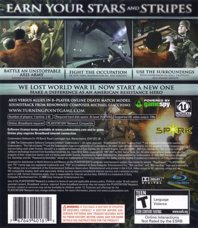 Codemasters Turning Point: Fall of Liberty - PlayStation 3