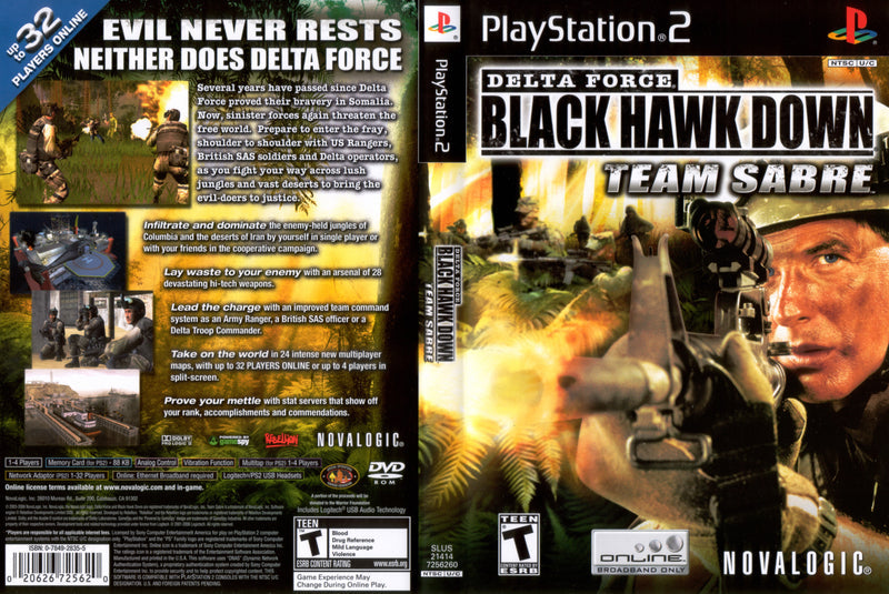 Delta Force Black Hawk Down Team Sabre - PlayStation 2