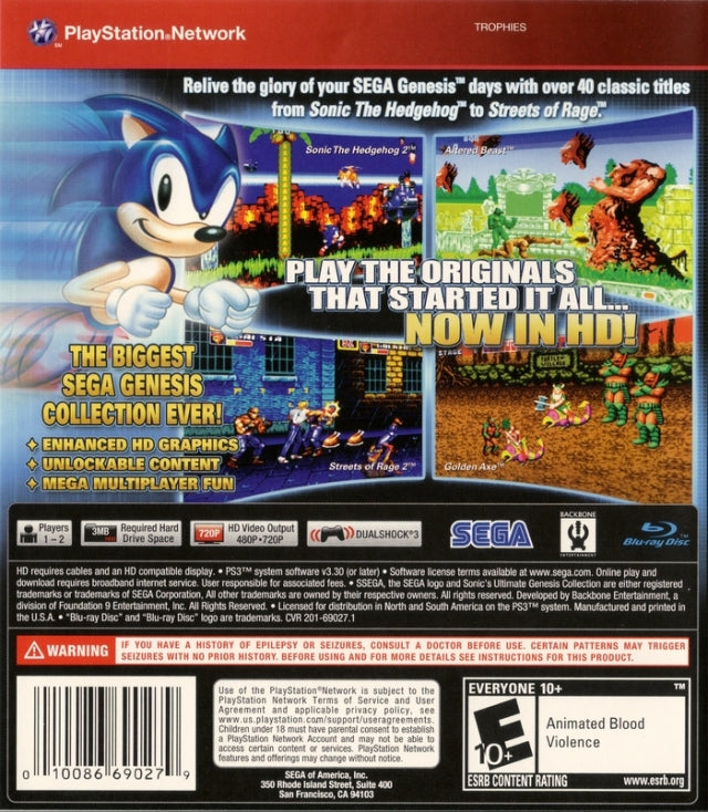 SEGA Sonic's Ultimate Genesis Collection for Playstation 3