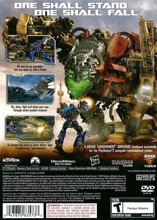 Activision Transformers: Revenge of the Fallen WII Game