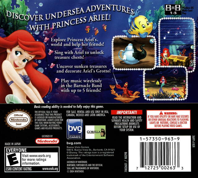 The Little Mermaid Ariel's Undersea Adventure Nintendo DS