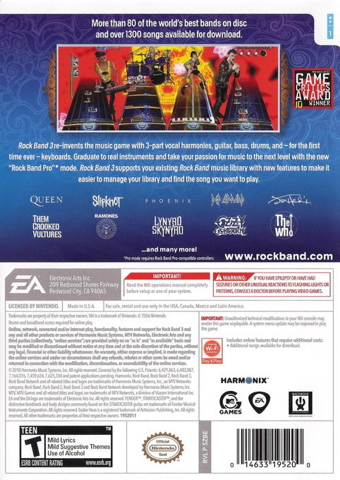 Rock Band Nintendo Wii